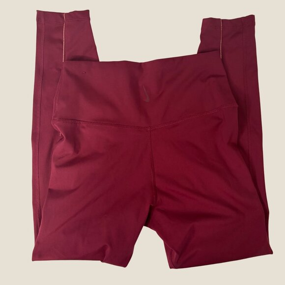 Nike Yoga Garnet Maroon and Gold Dri-Fit 7/8 Leggings Size M - Picture 5 of 6
